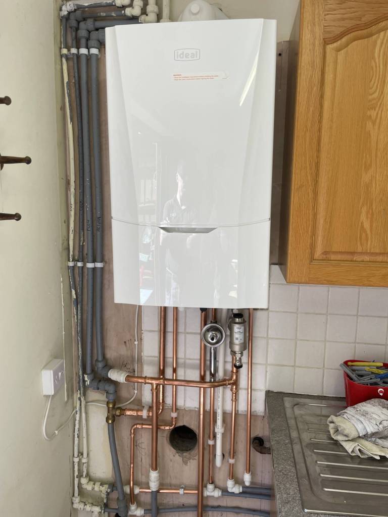 Kitchen corner boiler installation